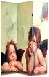 Michelangelo Angel Spiritual Religious Art Room Divider - 6ft. Cherubs, God & Man Print Folding Floor Privacy Screen