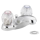 Moen 64920 Chateau Two-Handle Low Arc Bathroom Faucet with 50/50 Waste Assembly, Chrome