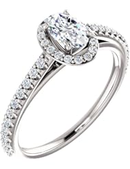 Platinum Oval Cut Diamond Halo-Style Ring -- LIFETIME WARRANTY
