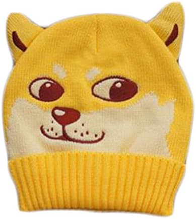 Crazystone's Winter Outdoor Sport Ice Skating Warm Doge Knitted Cap Fits Head Circumference 21,7/8-22,5/8 Ins (Yellow dog)