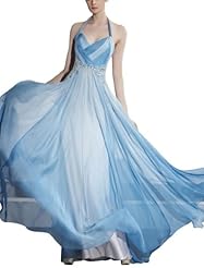 A-line Sweetheart Chiffon Cocktail Floor Length Halter Beaded Homecoming Dress/Pageant Dress/Prom Dress/Party Dress/Wedding Dress 
