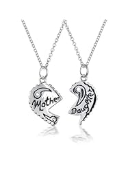Valentines Day Gifts Bling Jewelry Mother Daughter Split Heart Necklace Set
