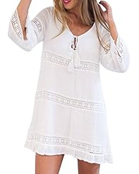 Cotton Long Sleeves Elbow Length Sleeves Lace Mini Dress 