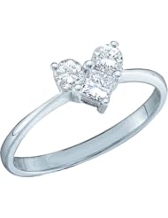 0.52CTW ROUND PRINCESS DIAMOND LADIES HEART RING