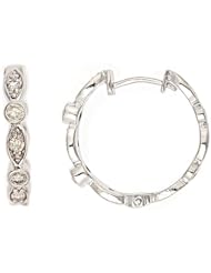 14K White Gold Diamond Huggie Hoop Earrings (0.45cttw, H Color, VS Clarity)