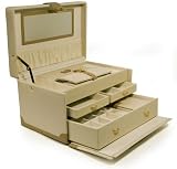 Cream & Tan Leather Jewellery Box (XL)