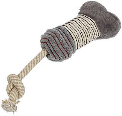 PHEENX Big Bone Plush Squeaker Dog Toy with Chew Tug Rope for Fetch and Behavior Retriever Training is Ideal for All Breeds and Sizes