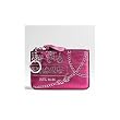 Coach Pink Metallic Jeweled Leather Skinny Coin Key Wallet 43298