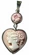 Pendant Heart Italian Pink Conch Shell Master Carved