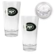 New York Jets 2pc 16oz Pint Ale Glass Set with Football Bottom - Oval Logo NFL Football