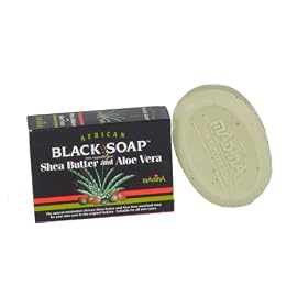 Madina African Black Soap with Shea Butter & Aloe Vera - 100 % Vegetable Base (Pack of 2)