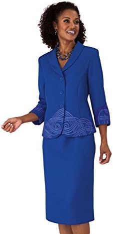Old Pueblo Traders Women's Plus Size Sophisticated Scrollwork Design Skirt Suit