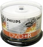 Philips 16X DVD+R 4.7GB White Inkjet HUB Printable Blank Media, Cakebox (50 Pack)