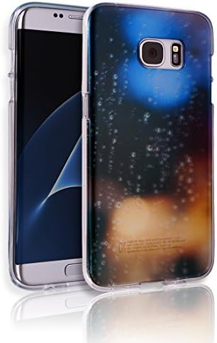 S7Edge Case [Ultra Slim TPU Bumper] [Flexible Gel] [Semi Transparent] [3D UV Coated Print] Colorful Jelly Back Cover S 7 Edge Anti-Scratch Graphic Soft Shell Light Samsung Galaxy S7 Edge (Rain)