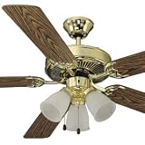Homestead Downrod Fans Polished Brass Finish with Frosted Glass 52 C