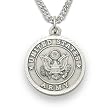 Sterling Silver 3/4" Round Engraved U.S. Army Medal w/ St. Michael on Back on 20" Chain