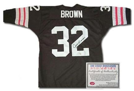 Jim Brown Cleveland Browns NFL Hand Signed Authentic Style Home Brown Jersey