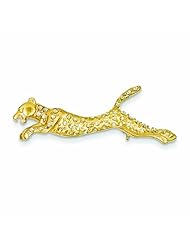 14K Gold & Rhodium Diamond Cut Cheetah Pin