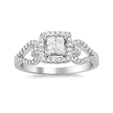 14k White Gold Princess-cut & Round Composite Diamond Engagement Ring (1/2 cttw, H-I, I1-I2)