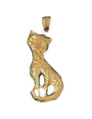 Dazzlers Solid 14k Gold Cat Charm Pendant Available in three colors from jewelsberry (weights: 7.4 grams only)