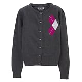 Girls' Cherokee Button-Front Argyle Cardigan - Charcoal