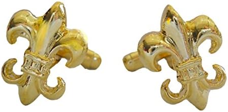 Gold Tone Mens Cuff Links Fleur De Lis Fleur-de-lys