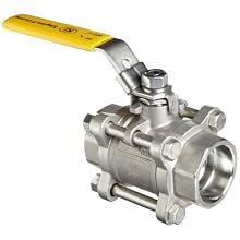Merit Brass Stainless Steel 316 Ball Valve, Three Piece, Full Port, Lever, Socket Weld