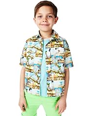 Pure Cotton Assorted Contrast Print Shirt & T-Shirt Set