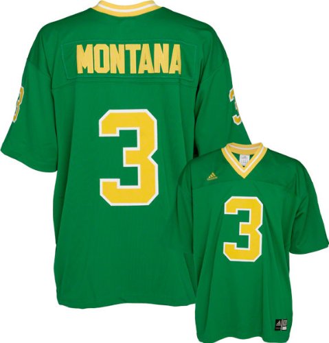 Joe Montana Unsigned Jersey | Details: Notre Dame Fighting Irish, Green, Adidas
