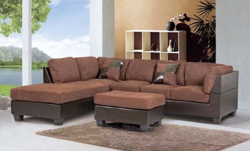 ChocolateElegantLeatherSectionalOttoman