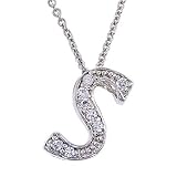 Initial S Silver CZ Diamond 1/2