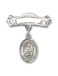 Sterling Silver Baby Badge with St. William of Rochester Charm and Arched Polished Badge Pin