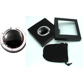 1 Gemstone Onyx FOLDING Purse Hanger with Black Velvet Pouch and Gift Box
