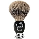 Parker Safety Razor 100% Pure Badger Bristle Shaving Brush with Black Deluxe Handle & Free Stand