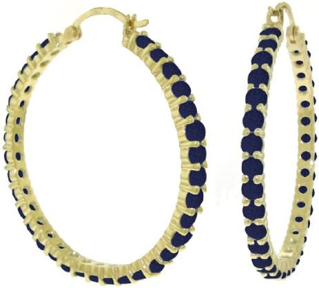 14k Gold Hoop Earrings with Genuine Sapphires