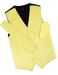 Brand Q Wedding Vest Set Solid Yellow 3pcs Tuxedo Vest + Necktie +... by Brand Q
