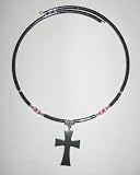 Black Hematite Healing Necklace with Cross (Pink Beads)