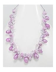 Pink (Dyed) Japanese silk cord Fresh Water Pearls Necklace In Zinc