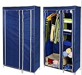 Large Double Navy Canvas Wardrobe Steel Frame Non-woven Fabric Cover Portable Storage Furniture with Shelves and Manual