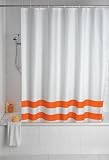 Wenko 19243100 Duschvorhang Tropic Orange - hochwertiges Textilgewebe, 180 x 200 cm, wei&szlig;, orange gestreift