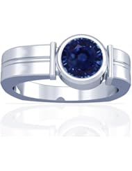 18K White Gold Round Cut Blue Sapphire Solitaire Ring (GIA Certificate)