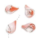 Hand Blown Lampwork Glass 25mm Fat Drop Beads Pink Brown Swirl (4)