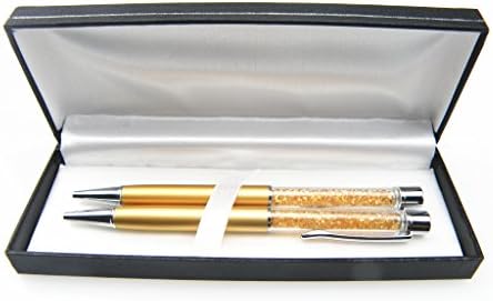 Two containers, GOLDEN COLOR Crystal senior gift boxes Ballpoint Pen Filled With Swarovski Crystal Elements