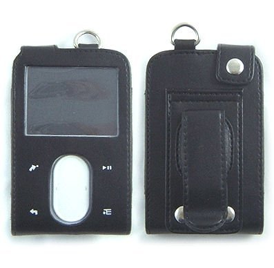 GENUINE BLACK LEATHER STANDING CASE FOR CREATIVE ZEN VISION M 30GB MP3 PLAYER