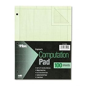 TOPS 35500 - Engineering Computation Pad, Quad Rule, Letter, Green, 100 Sheets/Pad-TOP35500