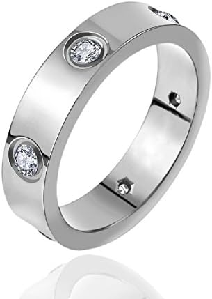 GSG 5Mm Silver-Tone Cubic Zirconia Engagement Wedding Band Ring For Women