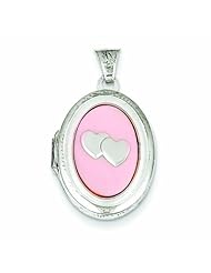 Genuine .925 Sterling Silver Mop With 2 Hearts 2-Frame Oval Locket 1.6 Grams. 100% Satisfaction Guaranteed.