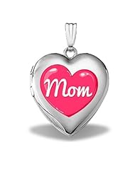 Sterling Silver Mothers Day "Mom Heart" Heart Locket 3/4 inch x 3/4 inch