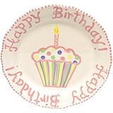 Thompson & Elm M. Bagwell Ceramic Happy Birthday Plate, Pink/White