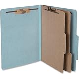 ACCO Pressboard 6-Part Classification Folders with PermClip Fasteners, Letter, Blue, Box of 10 (A7015026)